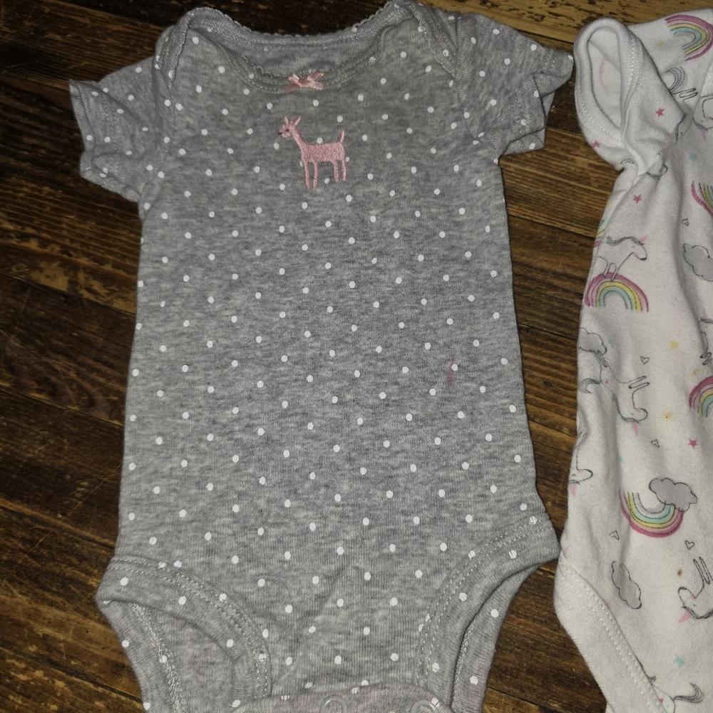 Baby Girl Size Newborn 9 piece Lot Infant Bodysuits Sleepers Pants Bundle - Picture 5 of 9